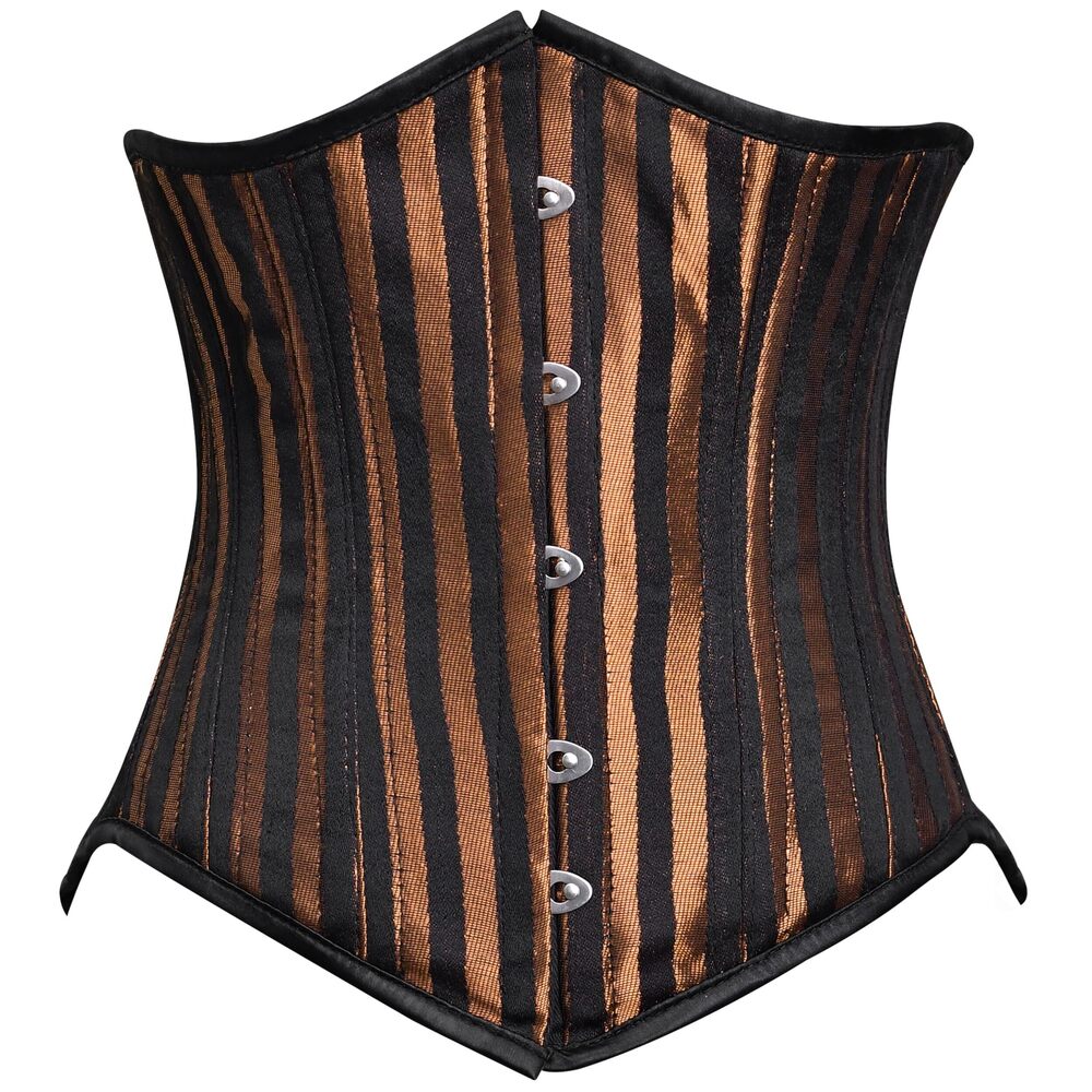 3582 Striped Underbust Corset Waist Trainer - Gothic Steampunk Steel Boned